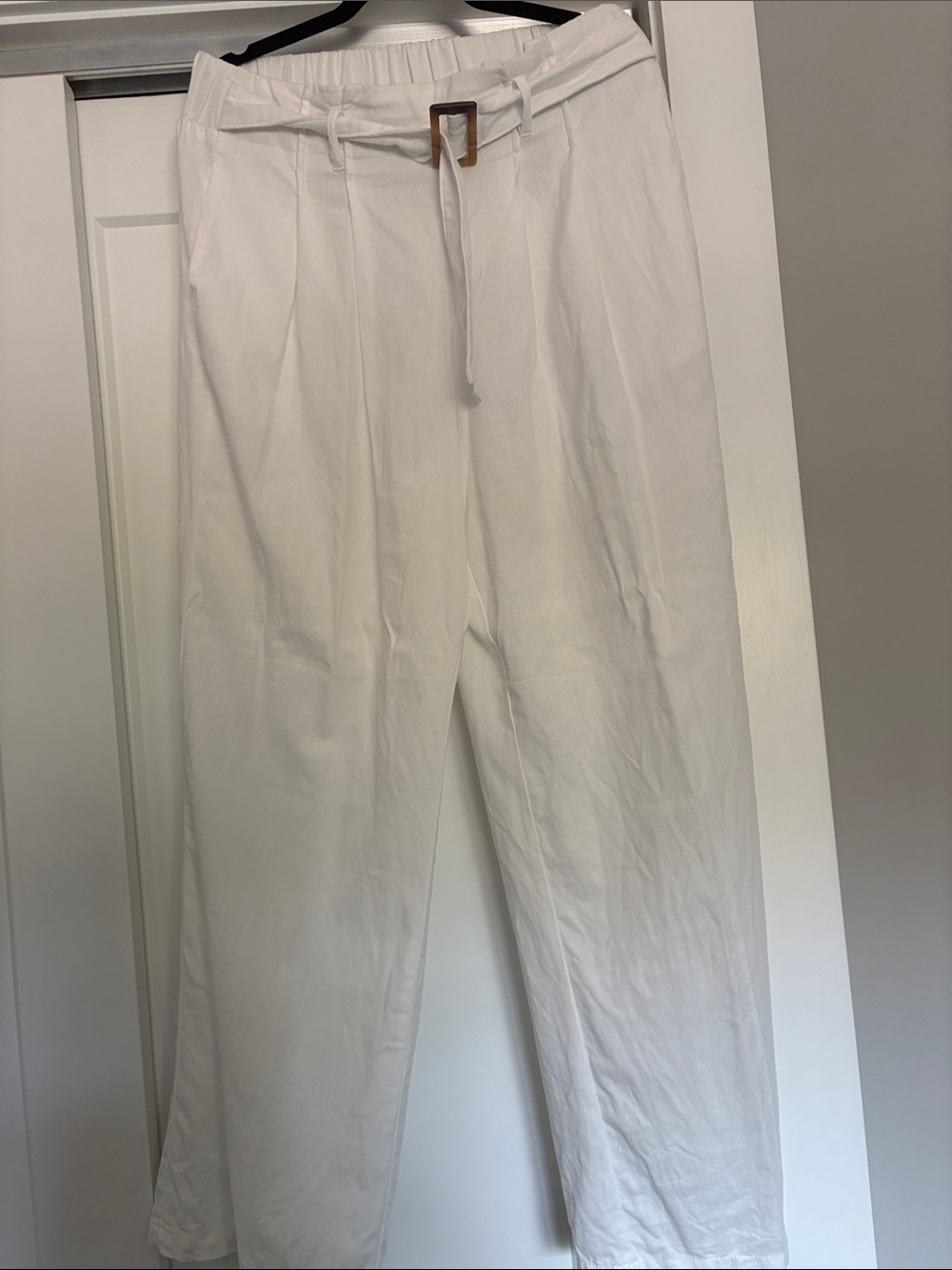 White Linen Blend Trouser- Size L